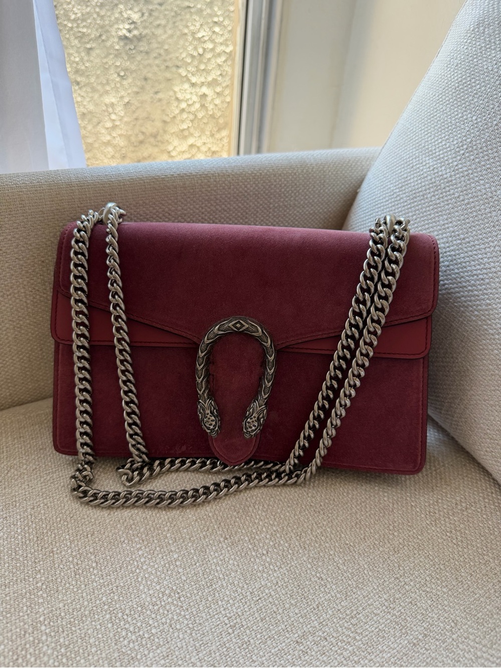 Gucci Dionysus rose flap bag gunmetal chain strap